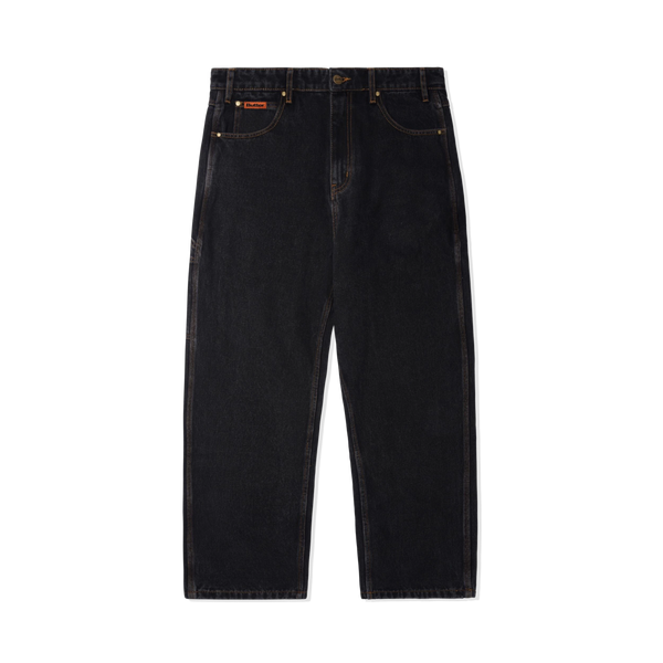 Butter relaxed denim jeans in washed black, full-length pants with a casual fit