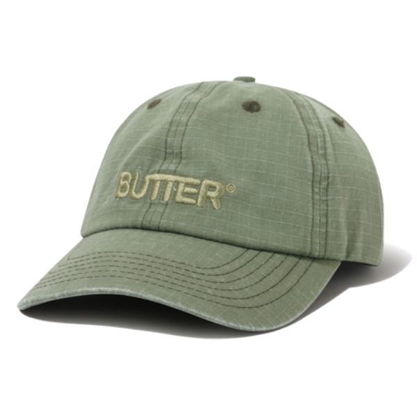 BUTTER washed army ripstop rounded logo 6-panel cap with curved brim