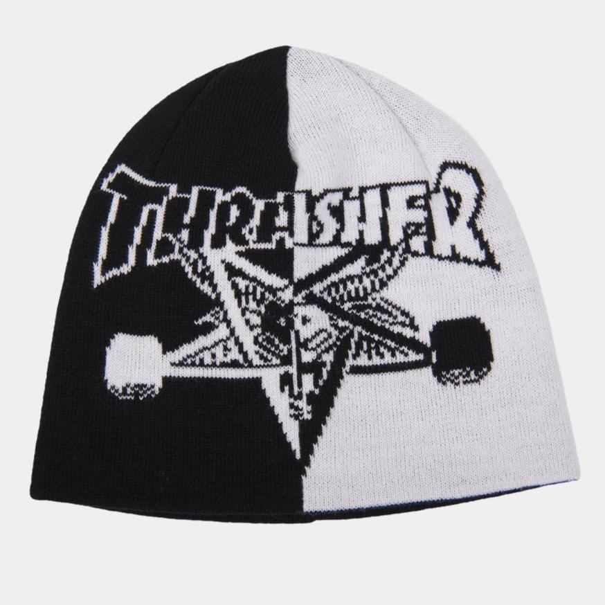 THRASHER SKATEGOAT SPLIT SKULLY BEANIE BLACK/WHITE