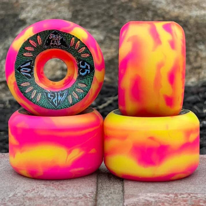 SPEEDLAB WHEELS MPS PINK/YELLOW SWIRL 101A (55MM) - The Drive Skateboard Shop