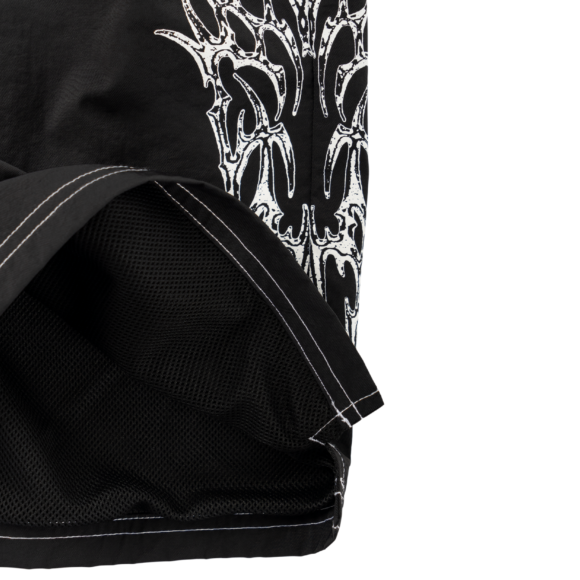 WELCOME HORDE CONTRAST STITCH NYLON SHORT BLACK