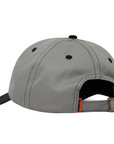 BUTTER Footprints 6 Panel Cap in grey, structured headwear with embroidered front logo