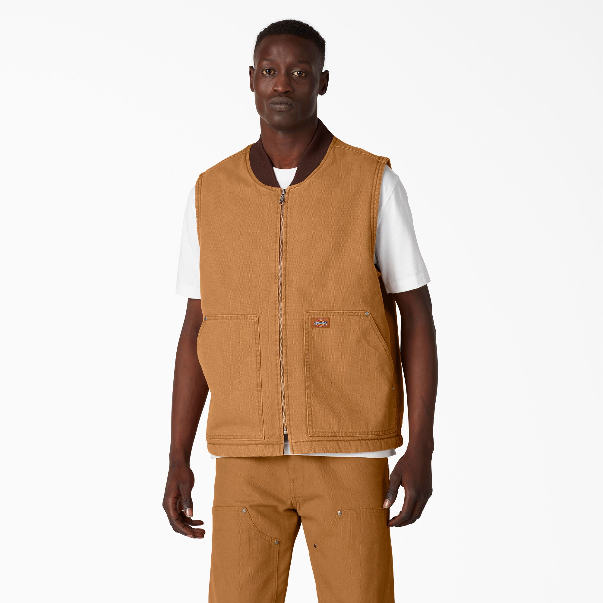 DICKIES DC DUCK LINED VEST STONEWASHED BROWN DUCK