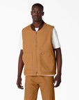 DICKIES DC DUCK LINED VEST STONEWASHED BROWN DUCK