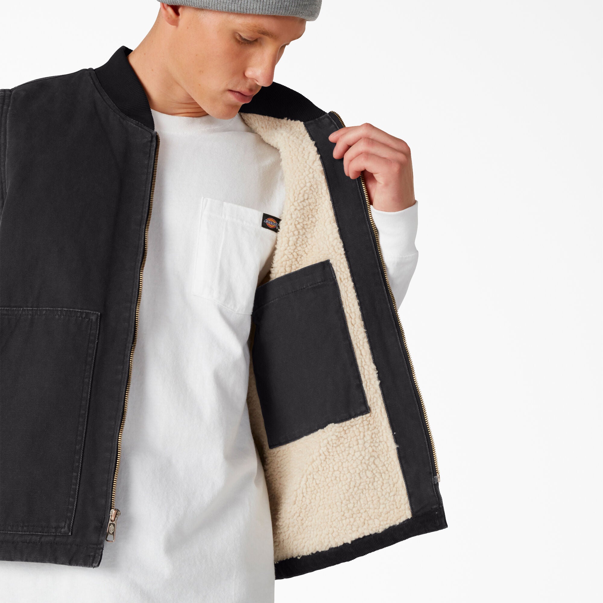 DICKIES DC DUCK LINED VEST STONEWASHED BLACK