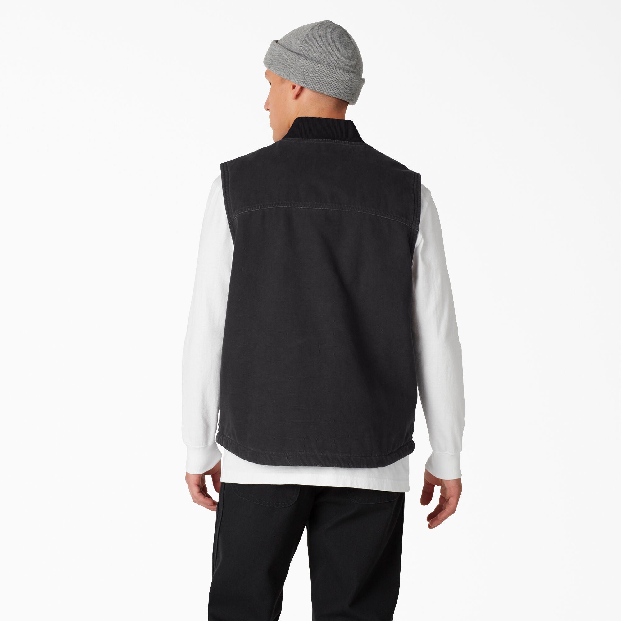 DICKIES DC DUCK LINED VEST STONEWASHED BLACK