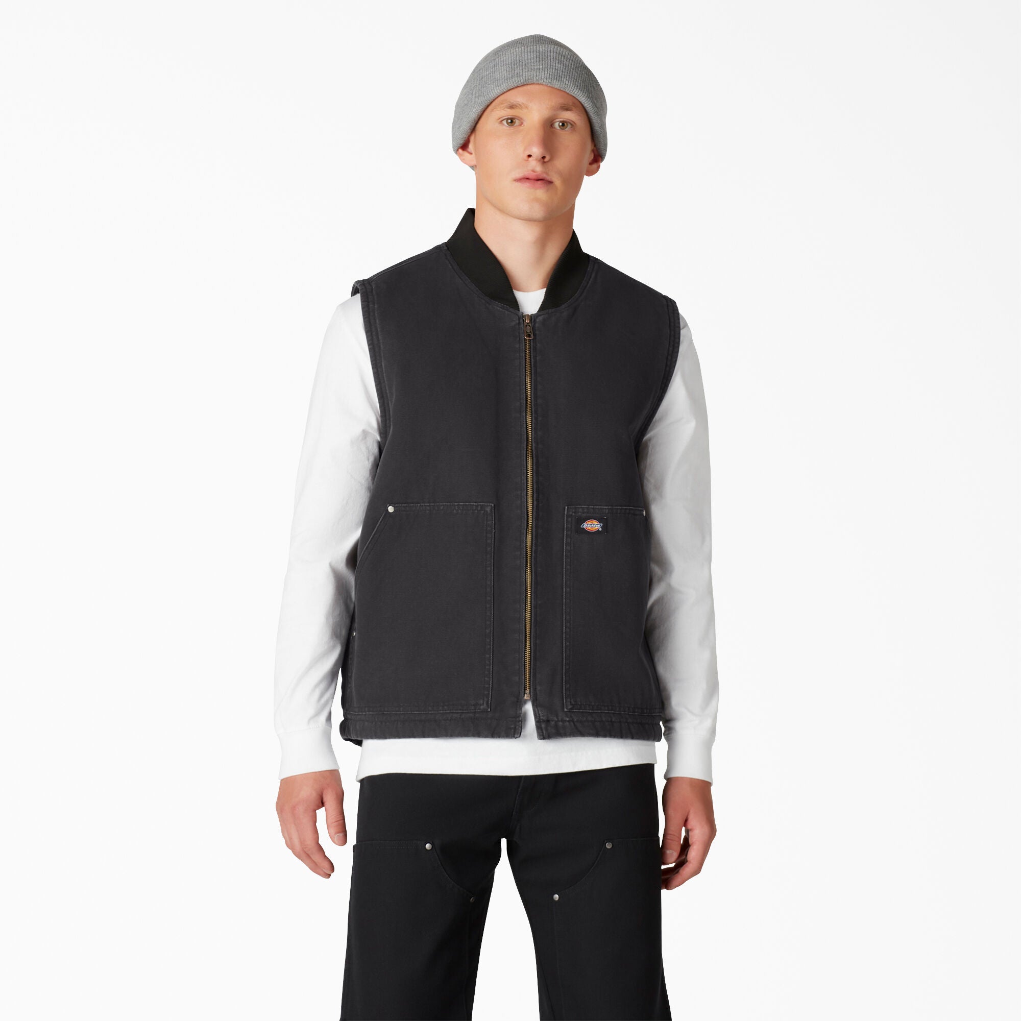 DICKIES DC DUCK LINED VEST STONEWASHED BLACK