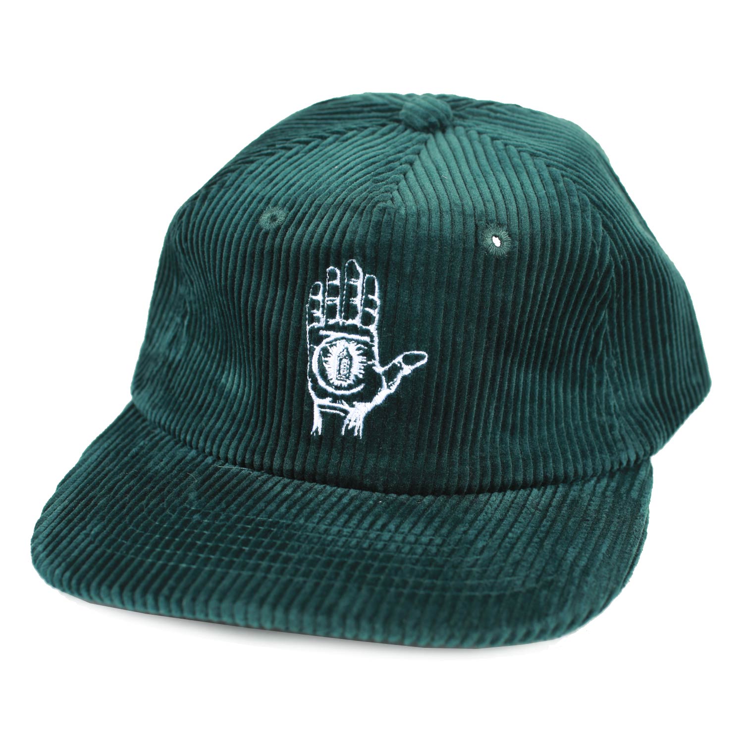 THEORIES HAND OF THEORIES CORDUROY STRAPBACK HAT FOREST GREEN