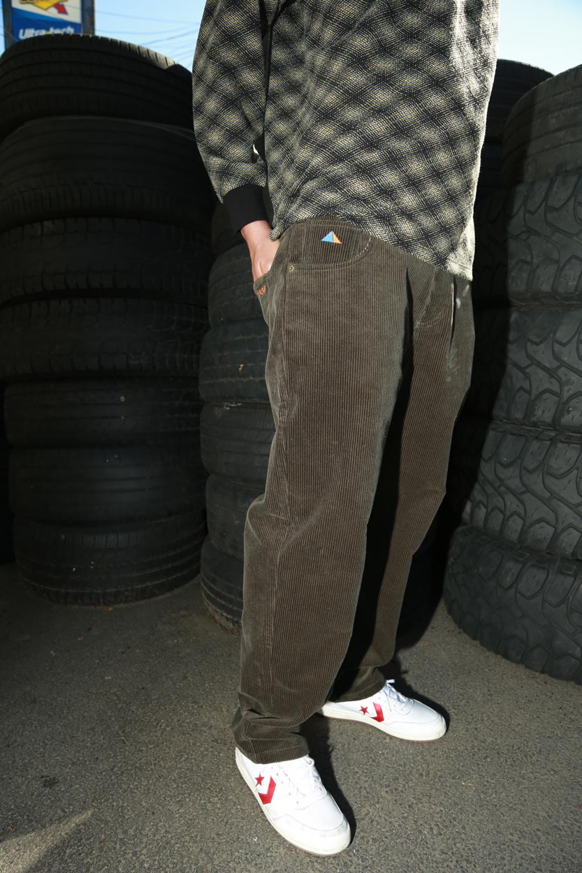THEORIES PAVILLION WIDE WALE CORDUROY PANTS MOSS - The Drive Skateboard Shop