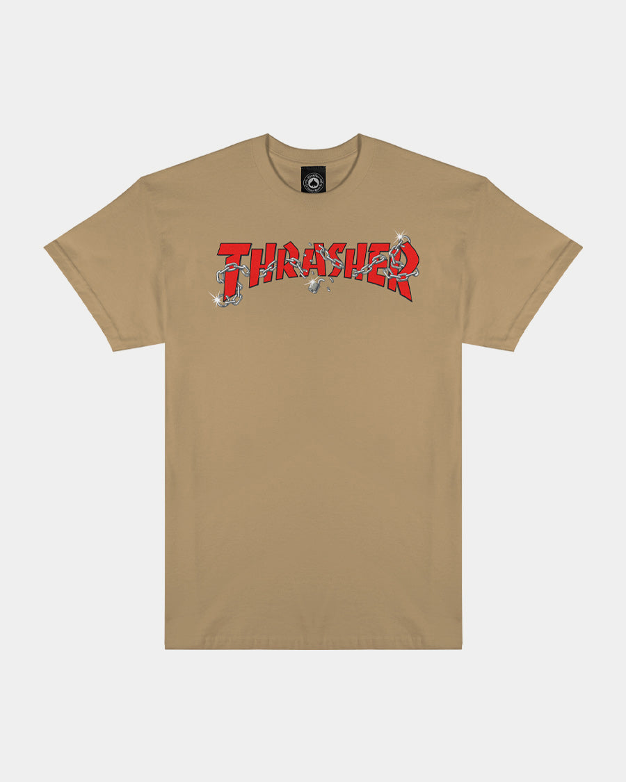 THRASHER CHAINS T-SHIRT TAN