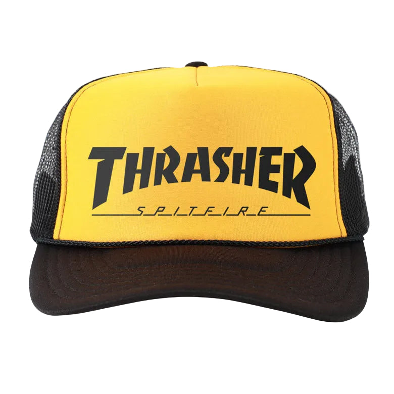 THRASHER X SPITFIRE TRUCKER HAT BLACK/GOLD
