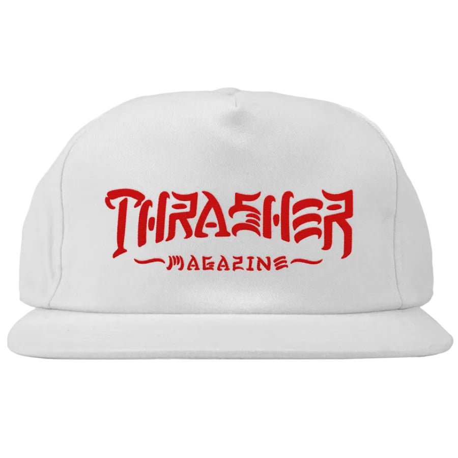THRASHER THRASH & DESTROY SNAPBACK HAT WHITE