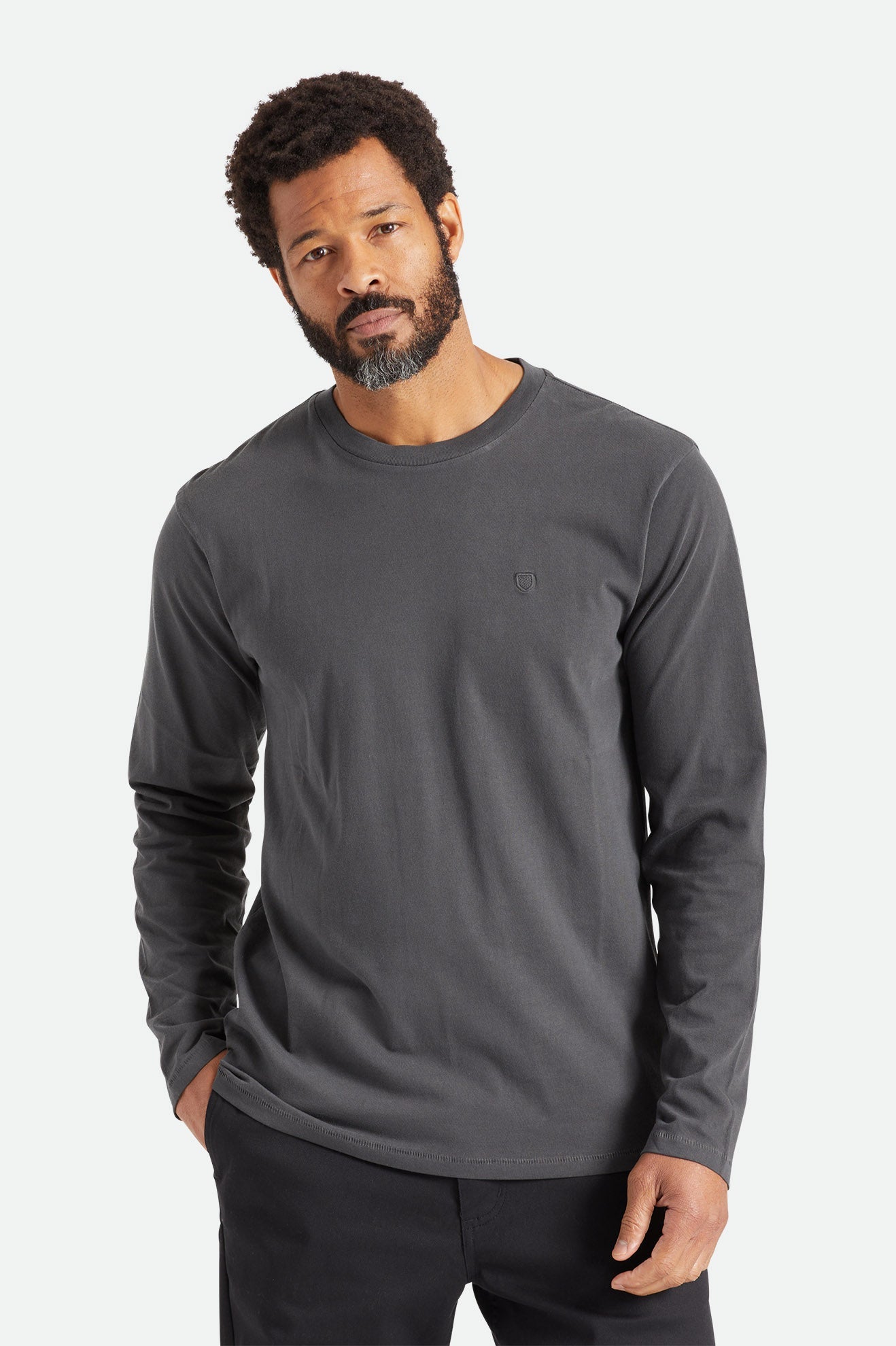 BRIXTON VINTAGE RESERVE LONGSLEEVE TEE BLACK SOL WASH