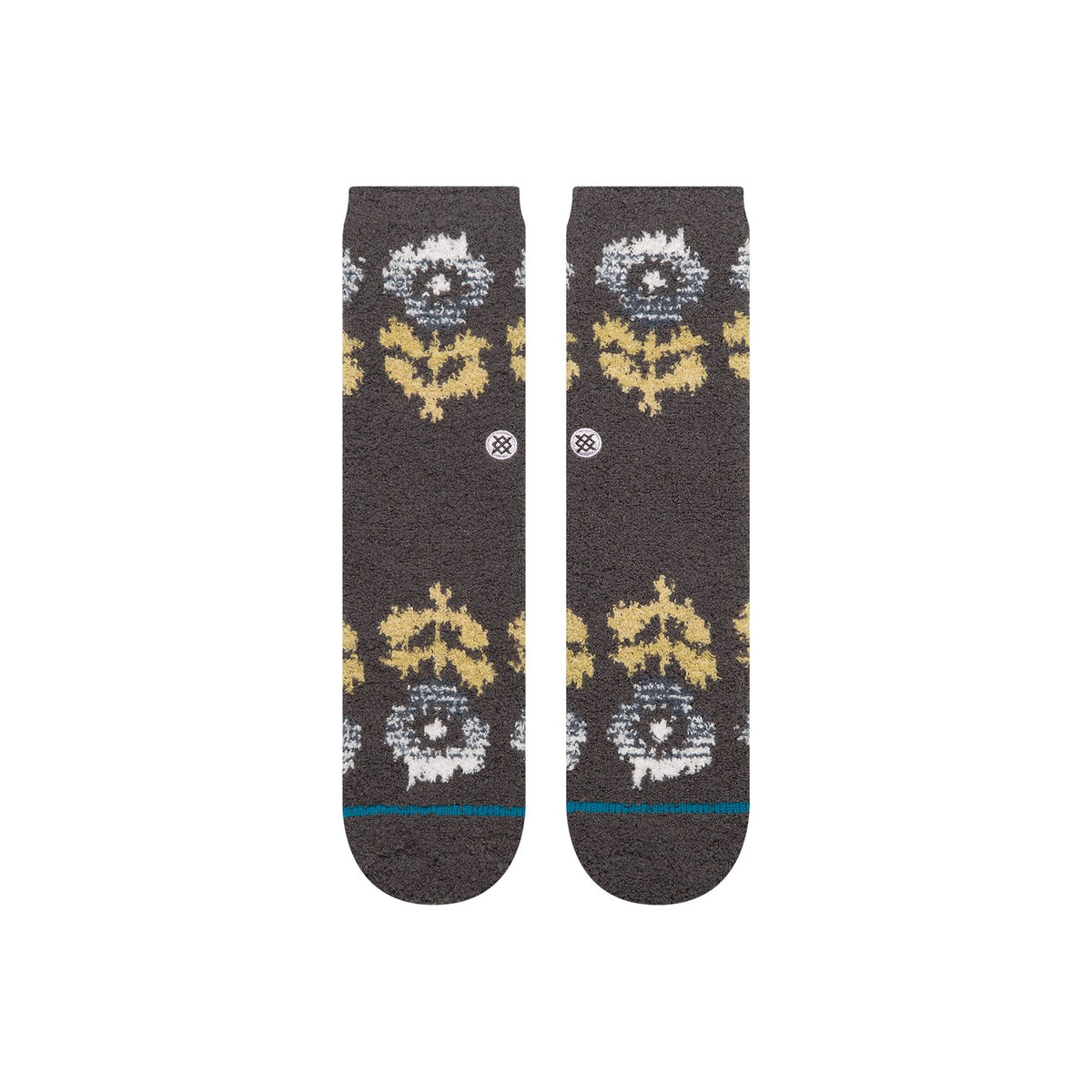 Women's Stance Garden Cozy Crew socks in Turbulence with floral pattern and soft knit texture