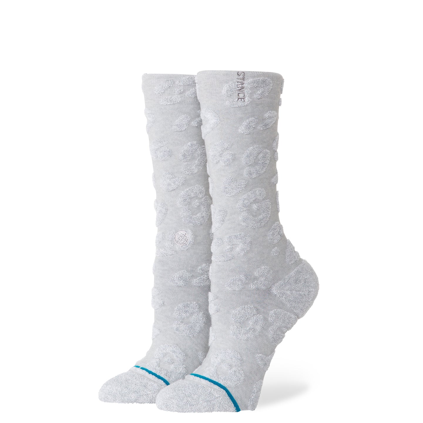 STANCE SOCKS WOMENS TERRY CHEETAH CREW HEATHER GREY