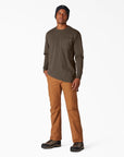 DICKIES LONGSLEEVE HEAVYWEIGHT POCKET TEE CHOCOLATE HEATHER