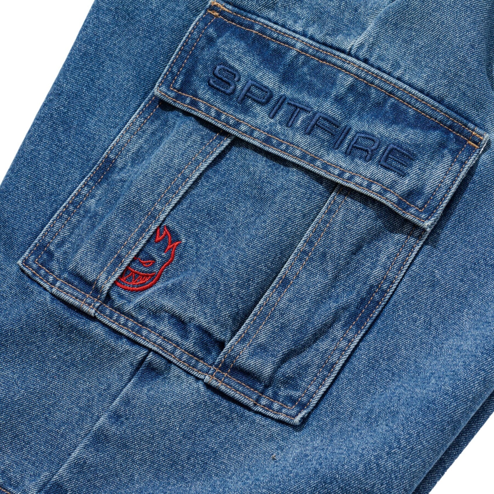 SPITFIRE CLASSIC &#39;87 DENIM CARGO SHORT LIGHT STONE WASH - The Drive Skateboard Shop