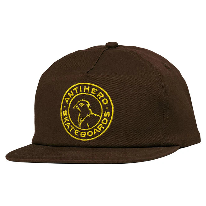 ANTIHERO BASIC PIGEON ROUND SNAPBACK DARK BROWN/GOLD