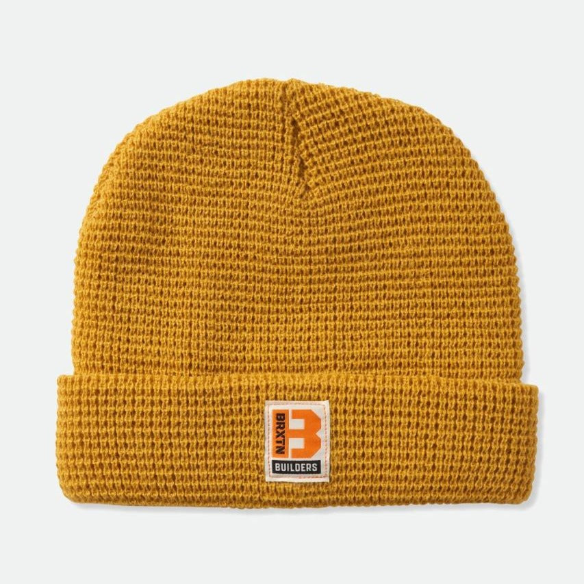 BRIXTON BUILDERS WAFFLE KNIT BEANIE BRIGHT GOLD - The Drive Skateshop