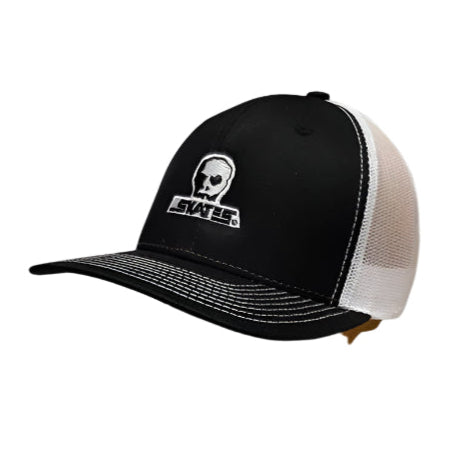 SKULL SKATES LOGO CURVED BRIM MESH CAP BLACK/WHITE - The Drive Skateboard Shop