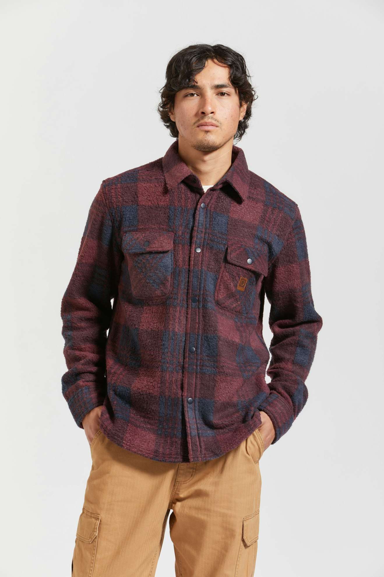 BRIXTON ARCTIC STRETCH FLEECE CORDOVAN RED/WASHEV NAVY PLAID