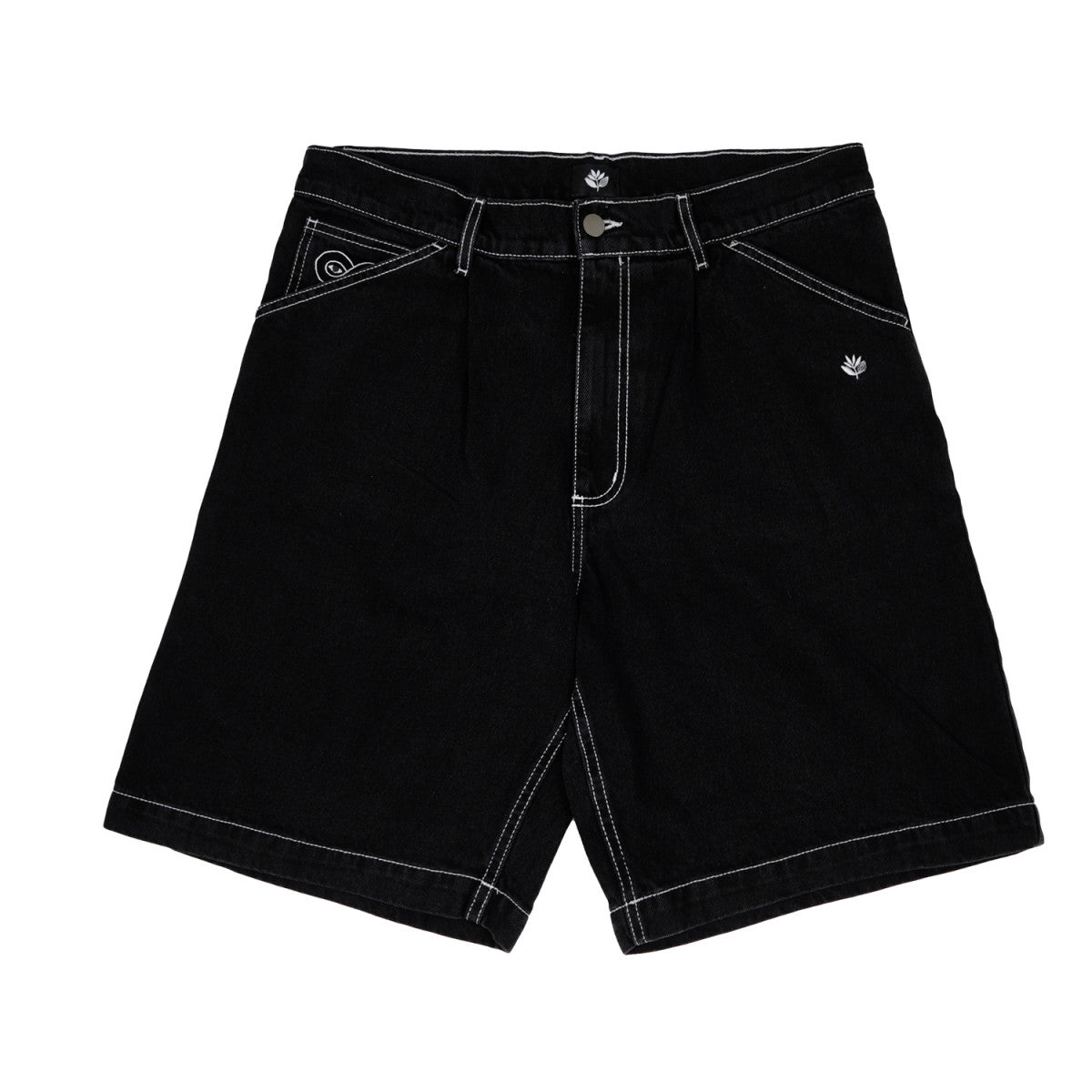 MAGENTA OG LONG DENIM SHORTS BLACK