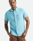 BRIXTON SANDFORD OXFORD S/S WOVEN BUTTON UP BLUE AURA