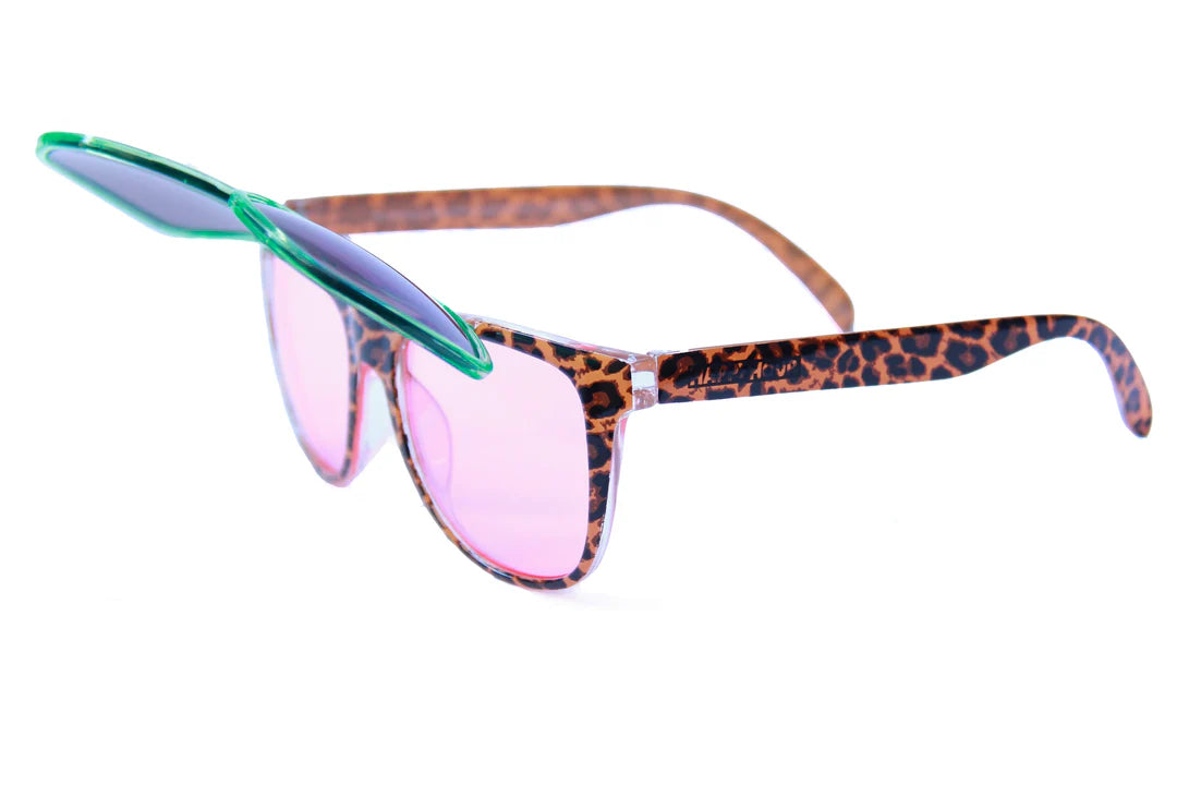 HAPPY HOUR SUNGLASSES FLIP UPS LEOPARD PAJAMA PARTY