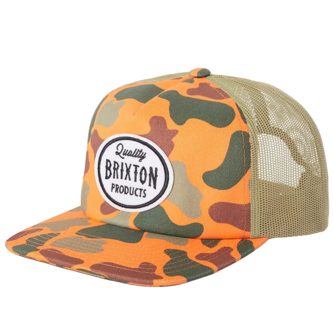 BRIXTON HENRY HAT MP TRUCKER ORANGE DUCK CAMO