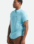 BRIXTON SANDFORD OXFORD S/S WOVEN BUTTON UP BLUE AURA