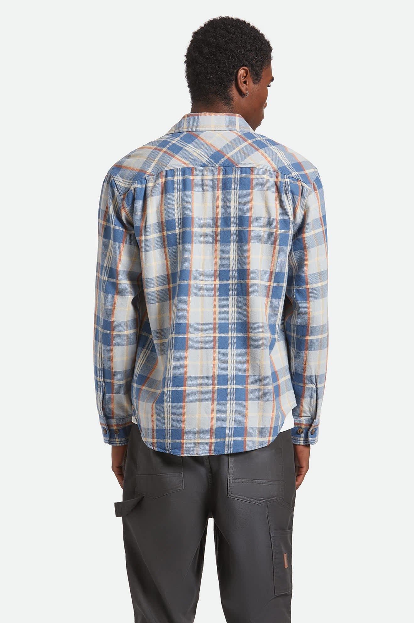BRIXTON VINTAGE WASH FLANNEL BLUE/SOFT BLUE/ORANGE