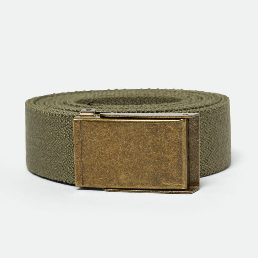 BRIXTON STRETCH WEB BELT OLIVE - The Drive Skateshop
