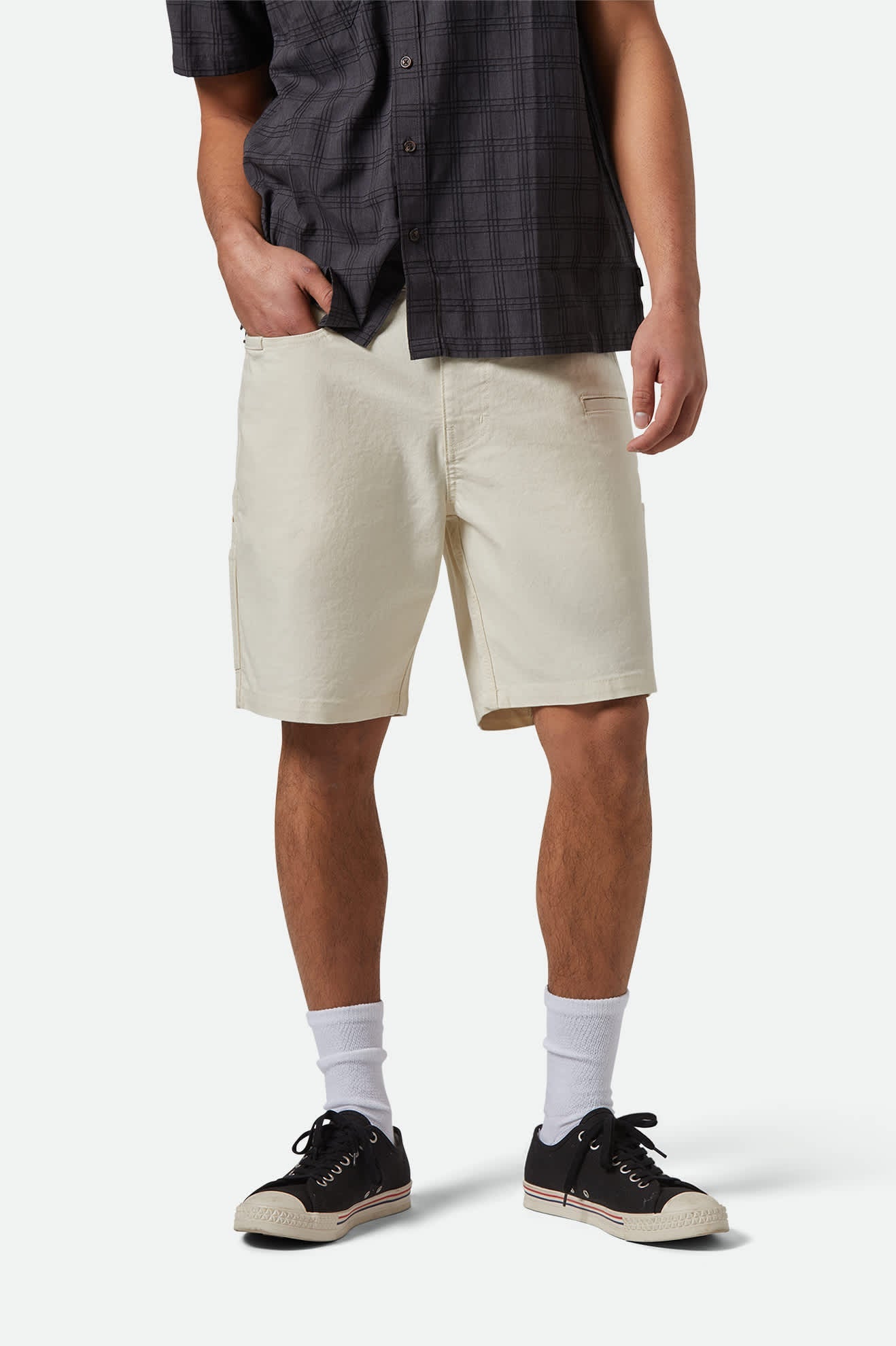 BRIXTON BUILDERS CARPENTER BAGGY SHORT EGRET WHITE