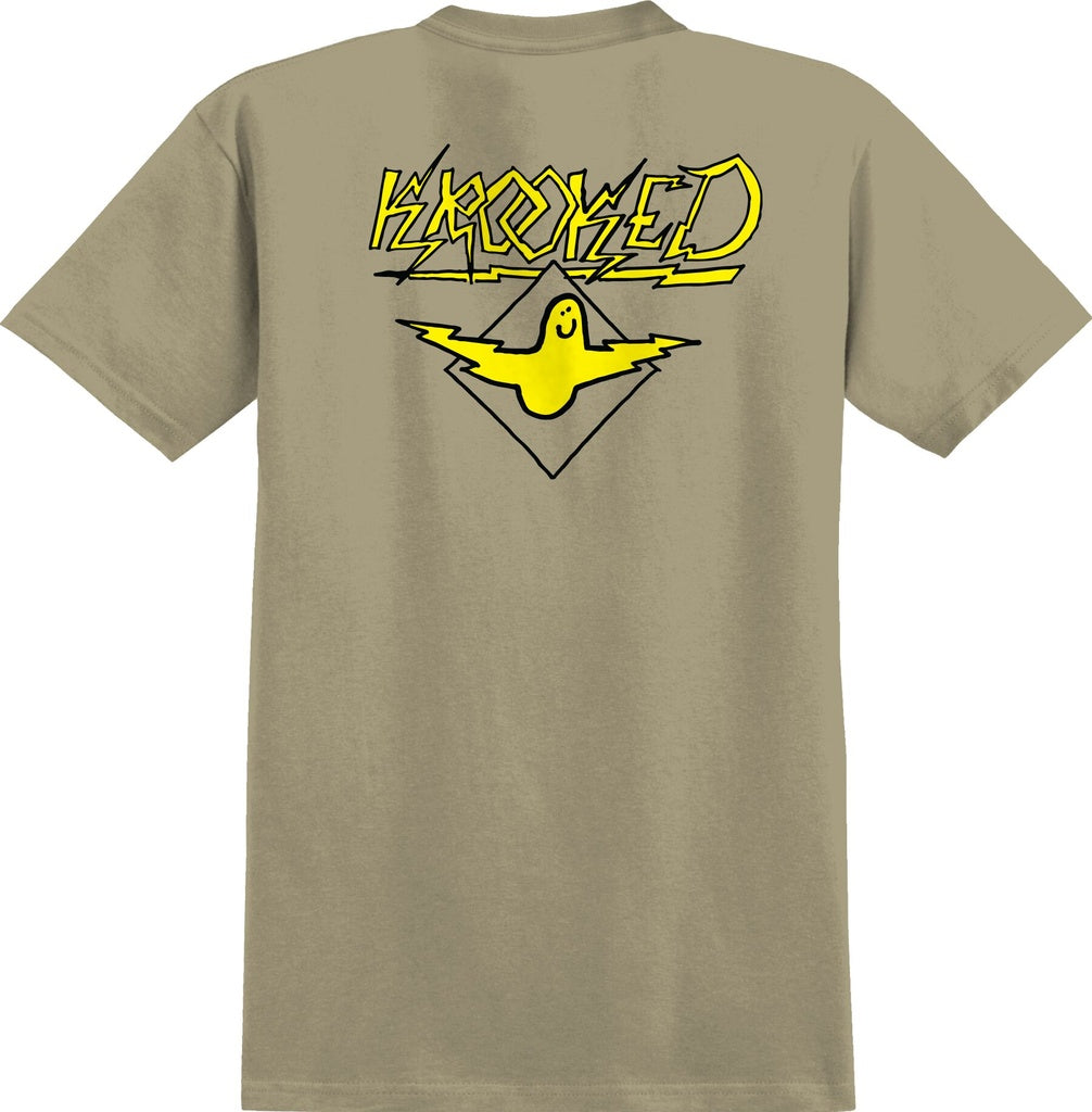 KROOKED BIRD LIGHTENING T-SHIRT SAND/YELLOW - The Drive Skateboard Shop