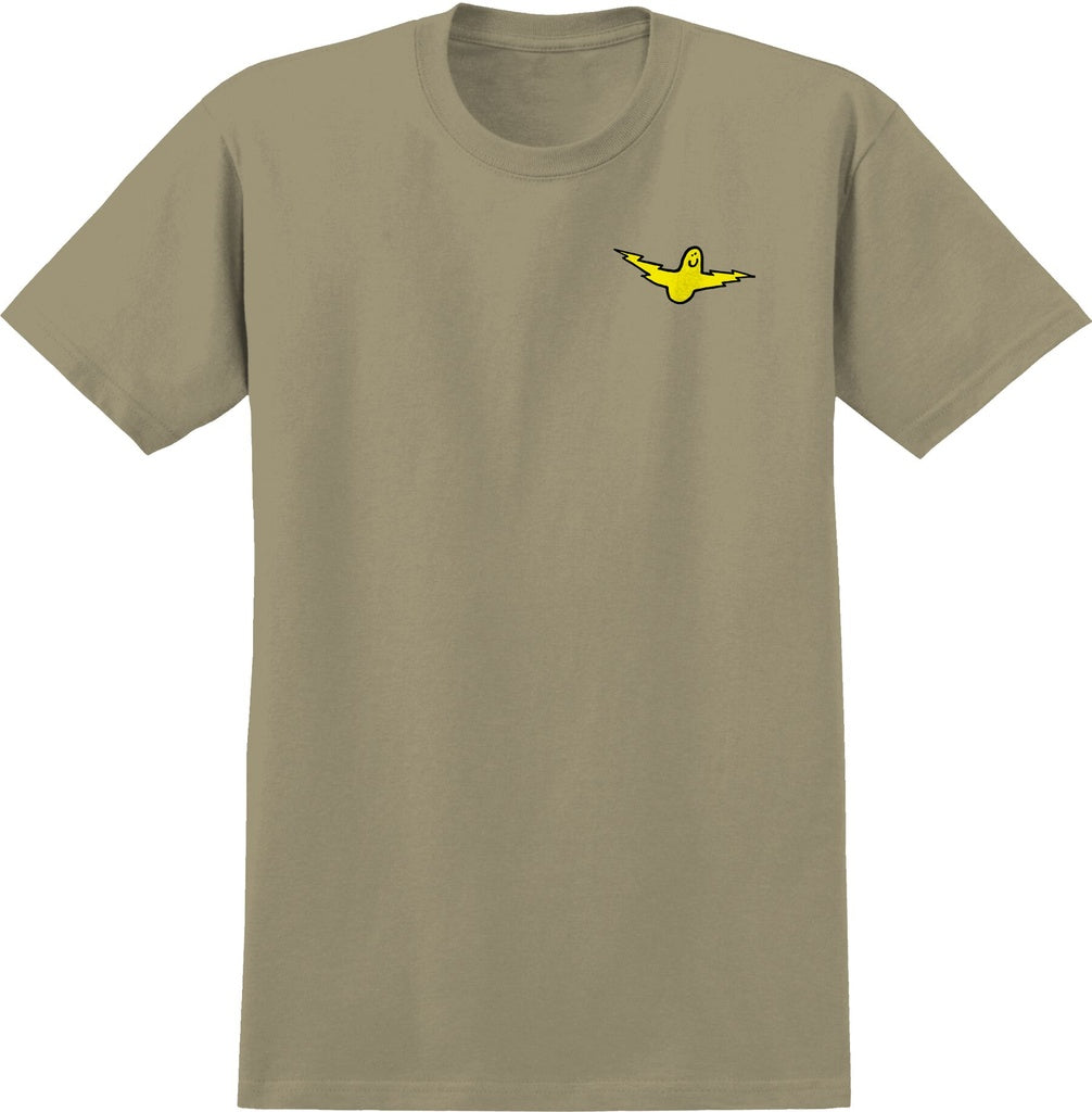 KROOKED BIRD LIGHTENING T-SHIRT SAND/YELLOW - The Drive Skateboard Shop