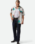 BRIXTON CRU S/S WOVEN PRINT OFF WHITE/AQUATIC GREEN FLORAL 