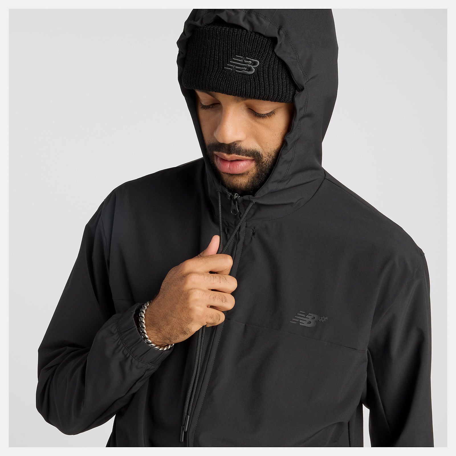 NEW BALANCE NUMERIC WOVEN ZIP JACKET BLACK