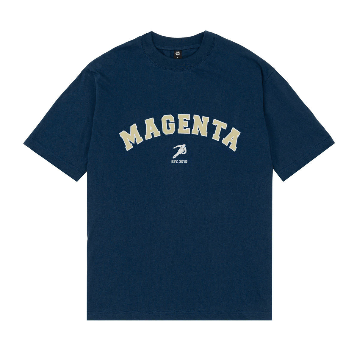 MAGENTA VARCITY TEE NAVY 
