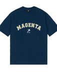 MAGENTA VARCITY TEE NAVY 