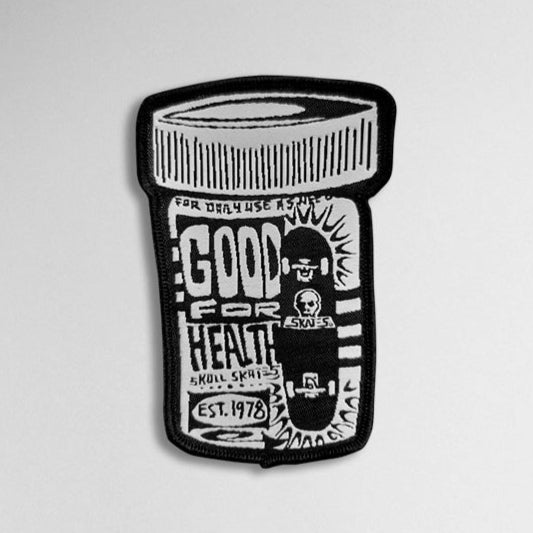 SKULL SKATES PILL BOTTLE WOVEN PATCH MEDIUM - The Drive Skateboard Shop