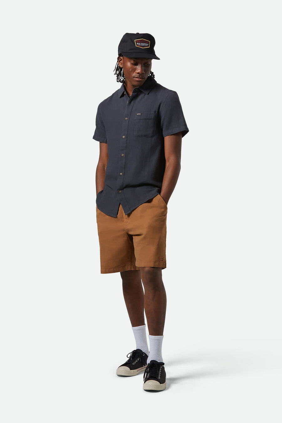 BRIXTON CHARTER ORGANIC COTTON S/S WOVEN WASHED BLACK - The Drive Skateboard Shop