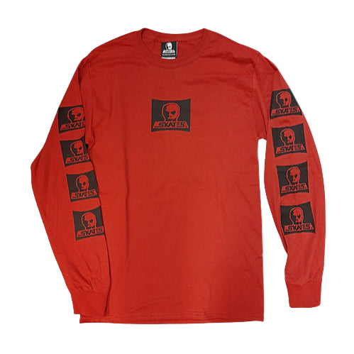 SKULL SKATES SURF BOX LOGO LONGSLEEVE RED - The Drive Skateboard Shop