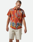 BRIXTON CHARTER S/S WOVEN PRINT DARK RED SCENIC PRINT