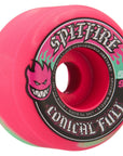 Pink skateboard wheel with Spitfire logo on a white background