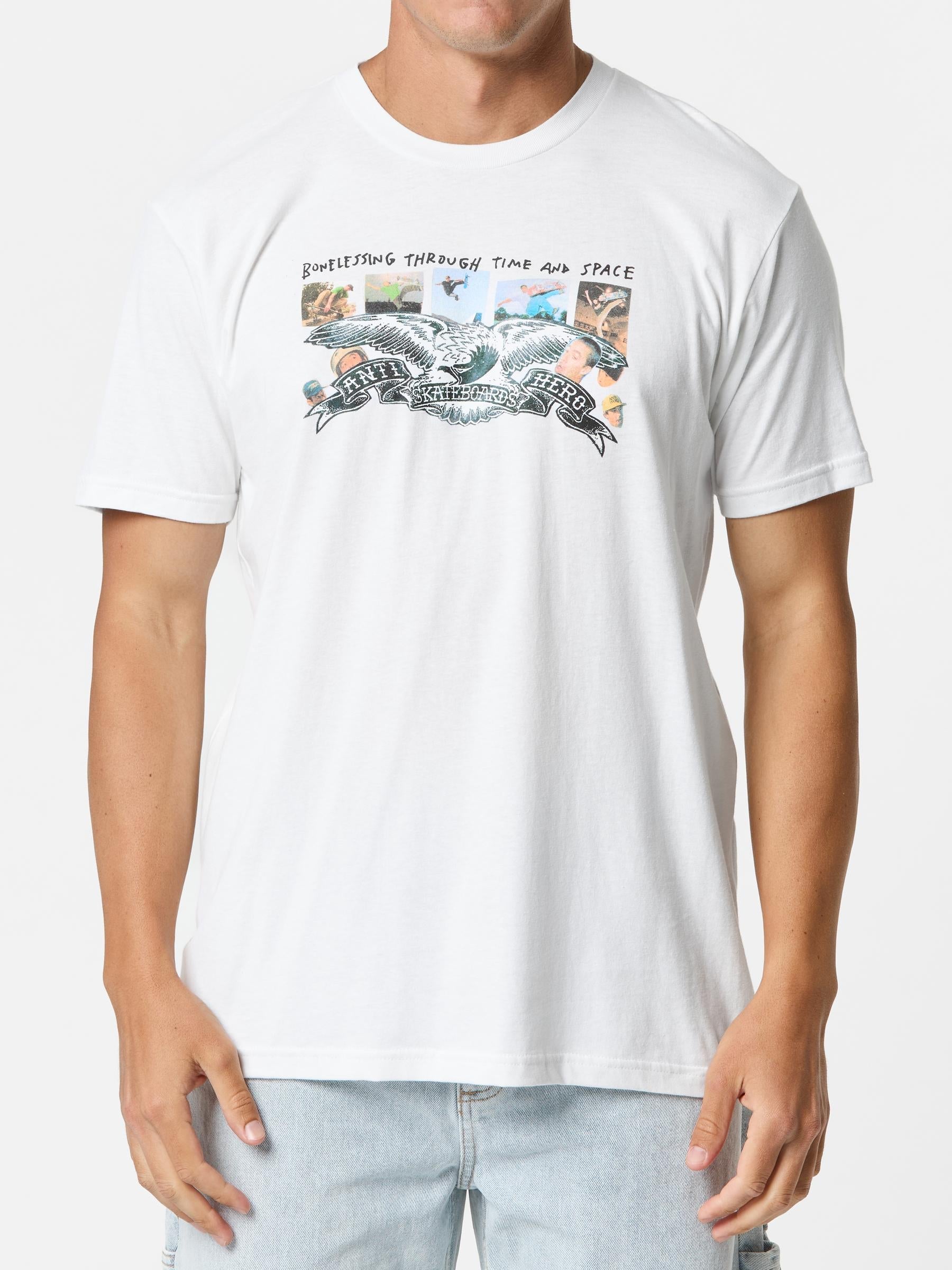 ANTIHERO BONELESS IN SPACE RINGSPUN TEE WHITE - The Drive Skateboard Shop