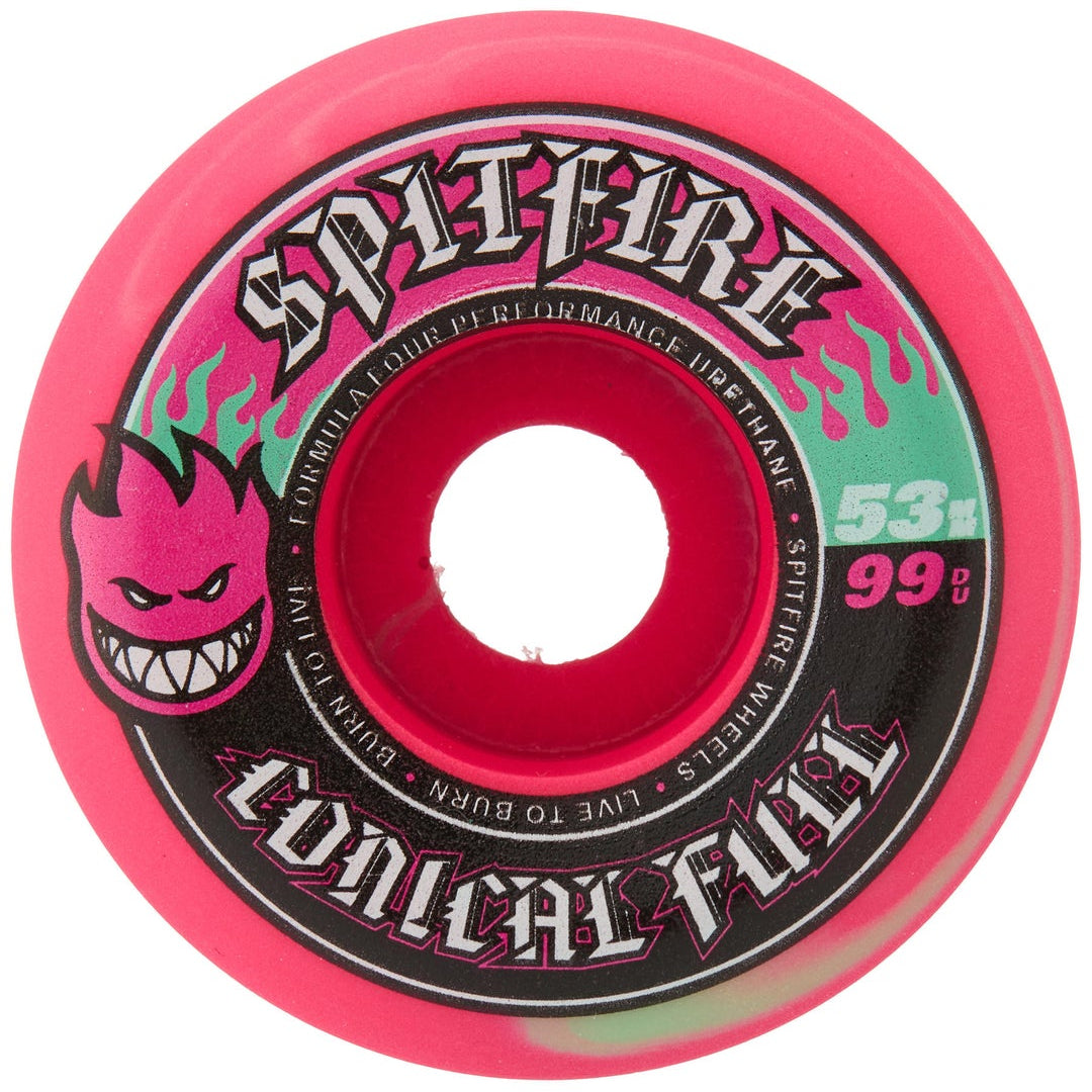 SPITFIRE WHEELS FORMULA FOUR COLOR PACK TEAL/PINK SWIRL CONICAL FULL 99A (53MM)