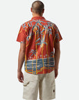 BRIXTON CHARTER S/S WOVEN PRINT DARK RED SCENIC PRINT