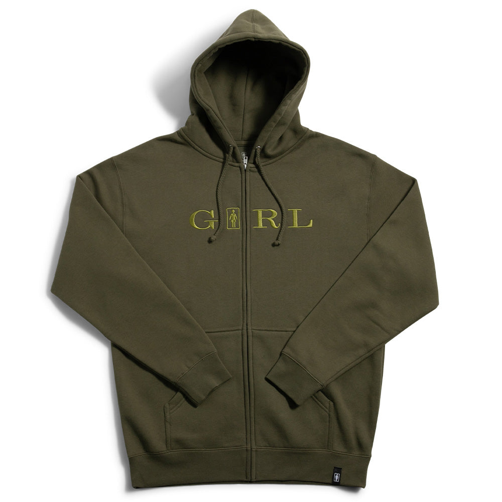 GIRL SERIF ZIP HOOD ALPINE GREEN 