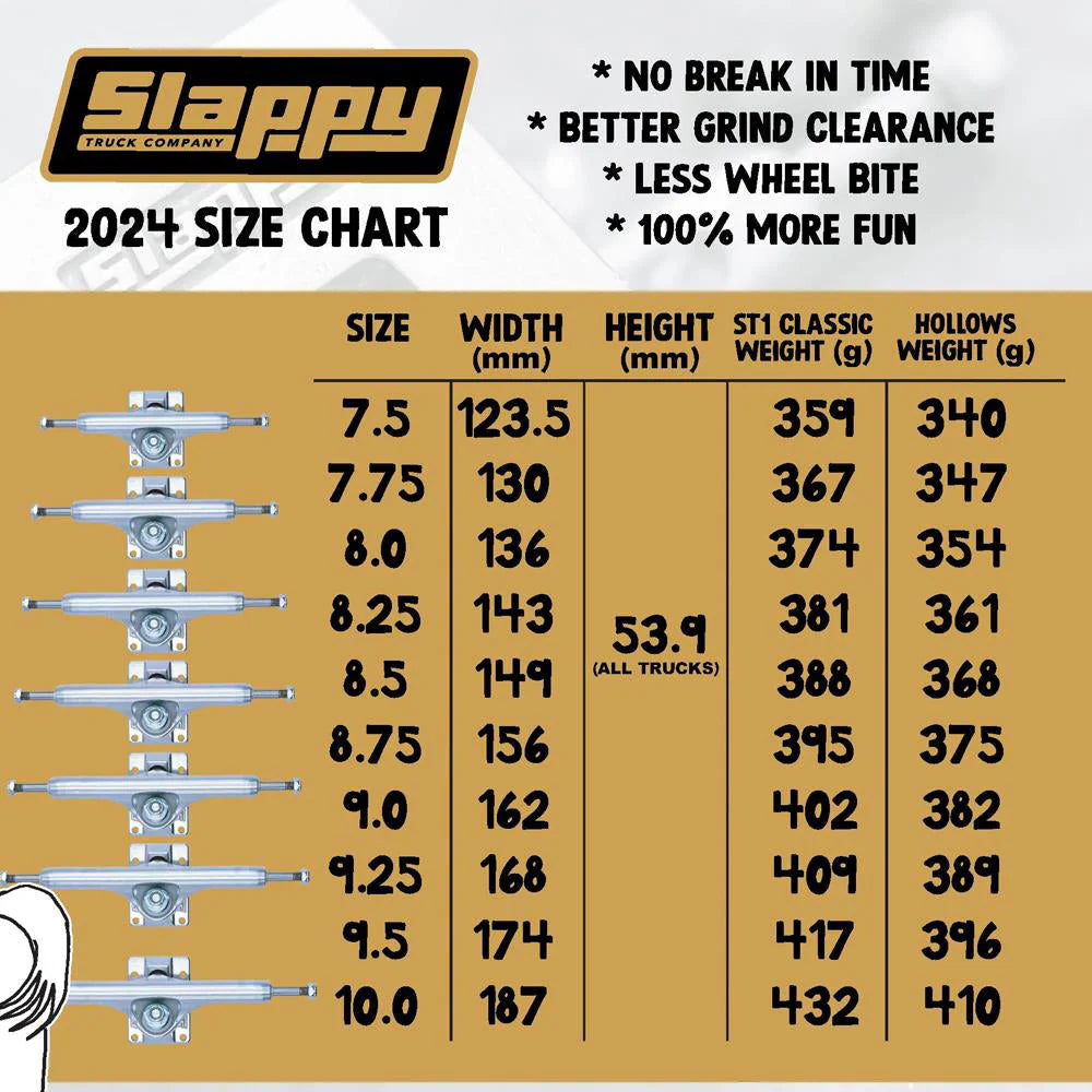 SLAPPY TRUCKS ST1 CLASSICS WHITE/BLACK 8-HOLE BASEPLATE