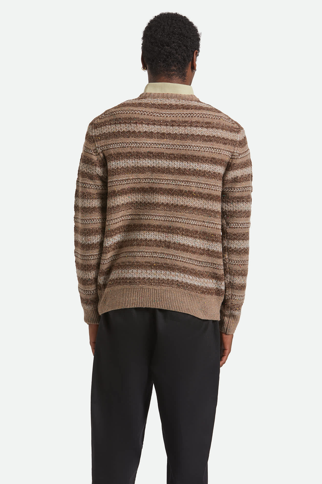 BRIXTON MIDNIGHT CREW SWEATER MULTI NEUTRAL STRIPE